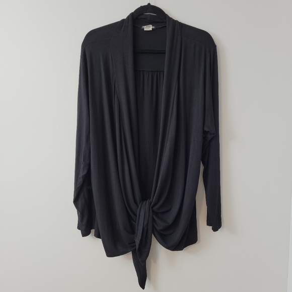 Black Cardigan Open Front Drape Wrap Size 2X - Picture 5 of 7